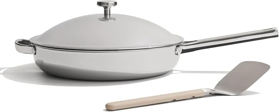 Our Place Titanium Always Pan Pro | 10.6" PFAS-Free Nonstick Frying Pan with Spatula | Chef-Grade Tri-Ply Stainless Steel & Aluminum Build | Induction & Oven-Safe up to 1000F | Chrome