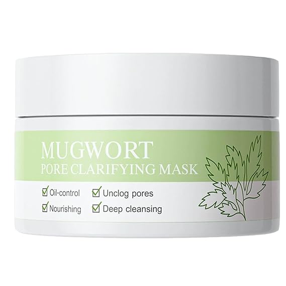 ARCHIDATE Mugwort Clay Mask, Mugwort Anti Pores & Acne Clay Mask, Deep Clean Pores of Excess Oil, Reduce Blackheads Acne, Shrink Pores, Moisturize and Sooth Skin, Suitable for All Skin Types