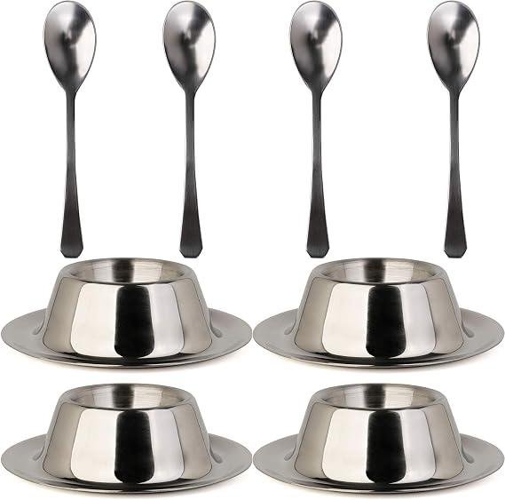 Stainless Steel Egg Cup Holder Set with Spoon for Soft Boiled Egg Holder Tableware Kitchen Tools