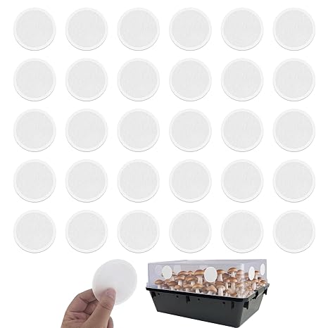 Monotub Adhesive Filter Disks, 30 PCS 2.5" Monotub Filter Discs for Mushroom Growing Supplies, Replacements 2mm Thick Synthetic Adhesive Filtration Pads Compatible with Mushroom Mono Tub