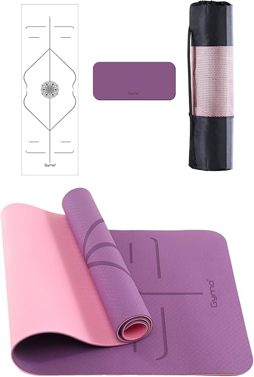 Gymo Alignment 6mm TPE Yoga Mat Pilates Cushion Knee Elbow Protective Mat Gift Plum