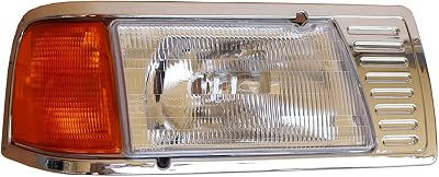 NIUPARTS Headlight with Adjusters, Corner Lamp and Chrome Bezel 16-07213 - Passenger Side Fits Peterbilt 377 Trucks