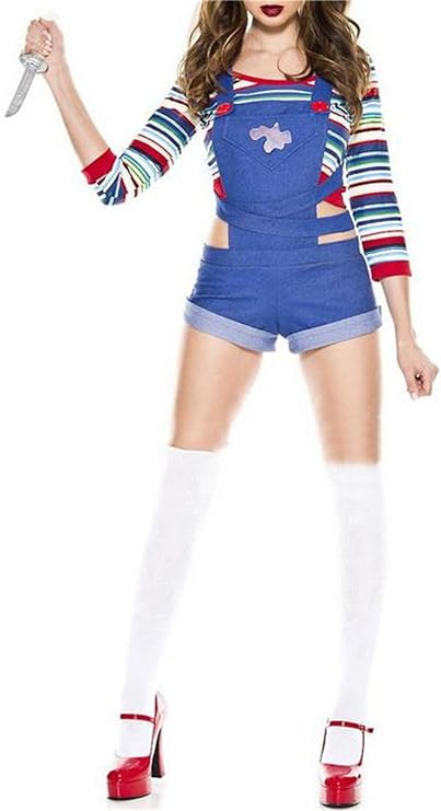 Halloween Women Scary Nightmare Killer Doll Costume Sexy Movie Character Costume Bodysuit&Top