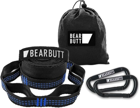 Bear Butt Kodiak Hammock Straps for Trees - 20 Feet Long, 40 Combined Loops - Holds 1000 Pounds - Camping Accessories With Carabiner
