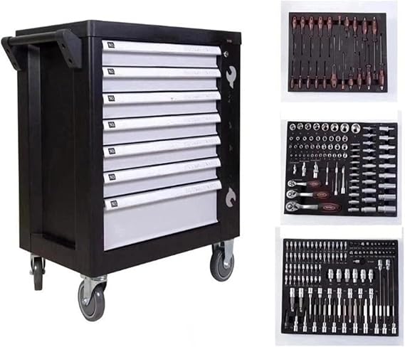 CONERY Workshop Trolley, Car Maintenance Equipment Set, 7-Drawer Manual Tool Cabinet, Stainless Steel Cabinet