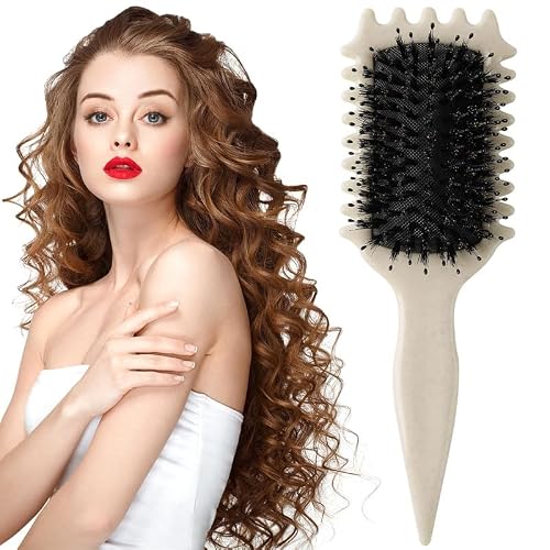 Generic Curl Defining Brush for Shaping and Combing Mens and Womens Curly Hair, Reduces Pulling and Separation Milk White