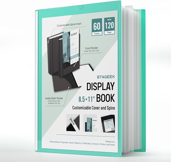 STAGEEK 60-Pocket Portfolio Binder Display 120 Pages, 8.5x11