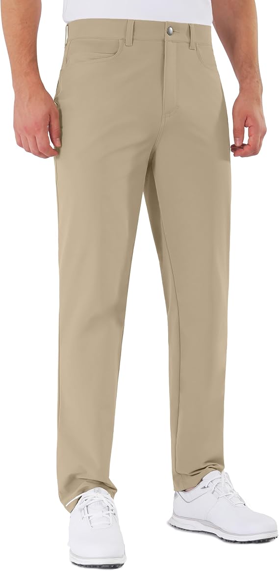 Mens Golf Pants Stretch 5 Pocket Classic Fit 30"/32"/34" Quick Dry Water-Resistant Dress Casual Work Trousers