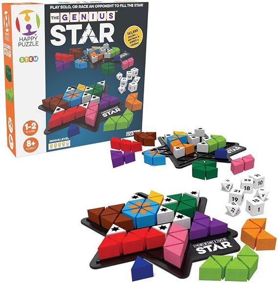 The Happy Puzzle Company The Genius Star Game - 165,000+ Puzzle Challenges for a Fun Family Board Game Night - Logic Puzzles STEM Educational Learning Resources - Smart Games for Kids & Adults Ages 8+