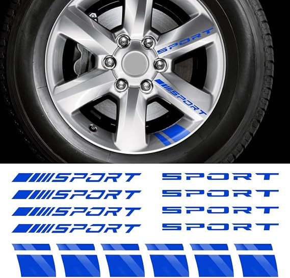 14 PCS Rim Decal Stripe for 18-21 Inch Wheels - Reflective Car Wheel Accessory, Available on Most Models (Blue)