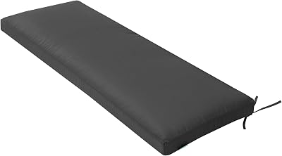 QILLOWAY IndoorOutdoor Bench Cushion, Thick Upholstery Foam Couch Swing Pads with Ties,48-Inches,Dark Grey
