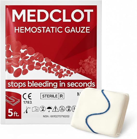 Hemostatik Kanama Durdurucu Tampon, Medclot Hemostatik Kanama Durdurucu Tampon, kanamaları hızla kontrol altına almak için tasarlanmıştır.150 cm (5ft)