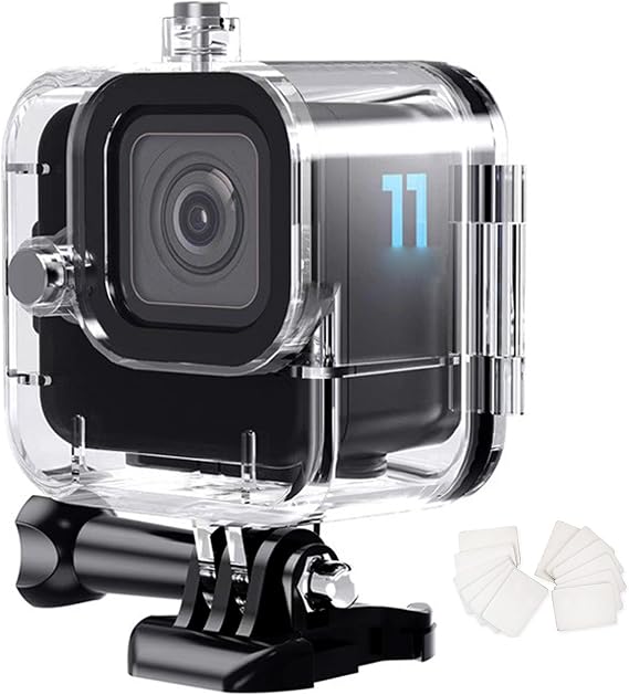 FitStill Waterproof Case for Go Pro Hero 11 Balck Mini Action Camera,60M/196FT Diving Protective Housing Shell Underwater Dive Case Shell with Mount Accessories Kit(HERO11 Black Mini Only)