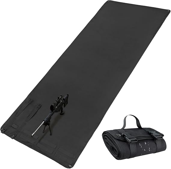 Outdoor Camping Tactical Shooting Mat - Anti-Slip, Waterproof Folding Pad (78"x29") Prone Mat with Molle, Portable Roll-Up for Range Shooting/Hunting/Picnic(Non-Padded)