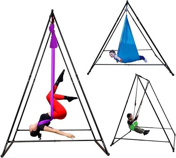 KT Dedicated Stand Frame For Aerial Yoga And Therapy Sensory Hammock Model KT1.1520YG. Foldable, Portable, Height Adjustable, Stable and Durable Upgraded Yoga Swing Stand Frame
