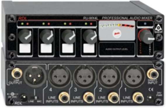 RDL RU-MX4L Professional 4 Channel Line Level Mixer - Microphone and line Output