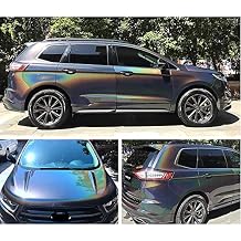 HOHOFILM Gloss Holographic Laser Car Vinyl Wrap Metallic Black Wrapping Film with Air Release Technology Self-Adhesive Decal Stickers DIY for Automotive 5ftx2ft