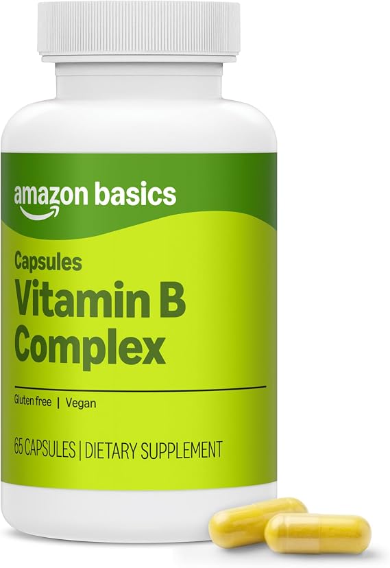 Amazon Basics B Complex, High Potency, 83% Whole Food Cultured, Supports Immune and Normal Energy Metabolism, Vegan, 65 Capsules, b Complex Vitamins, 2 Month Supply (Previously Amazon Elements)