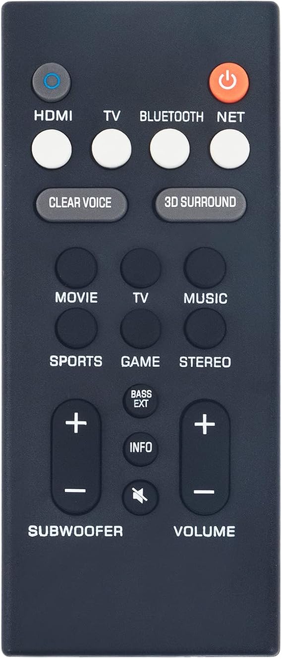 Replacement Remote Commander fit for Yamaha Sound Bar System YAS-109