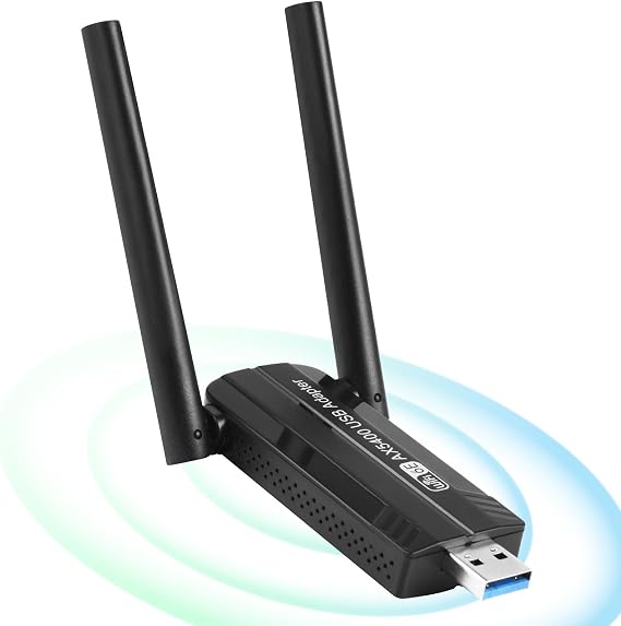OFFCUP USB WLAN Stick for PC 5400Mbps USB 3.0 Tri-Band 6GHz / 5GHz / 2.4GHz WiFi 6E WLAN Adapter PC with 2 x 5dBi Antenna for Desktop/Laptop Compatible with Windows 11/10