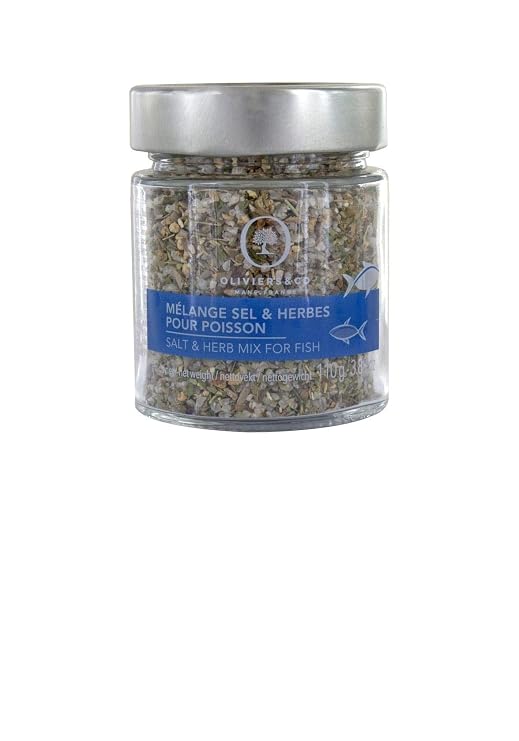 Oliviers&Co Salt & Herbs Mix for Fish Italian Gourmet Seasoning with Sea Salt & Aromatic Herbs Developed by Michelin-Starred Chef Jean-Marie Meulien Perfect Holiday Gift 3.88 Oz
