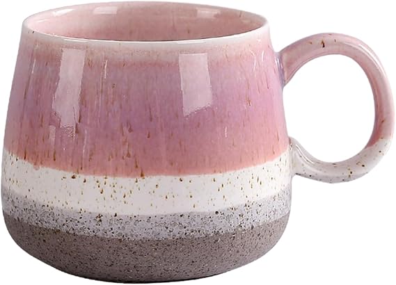 Ceramic Mug Kiln-fired Glaze Mug, Household Cup, Large Capacity Drinking Cup With Lid-red-500ml
