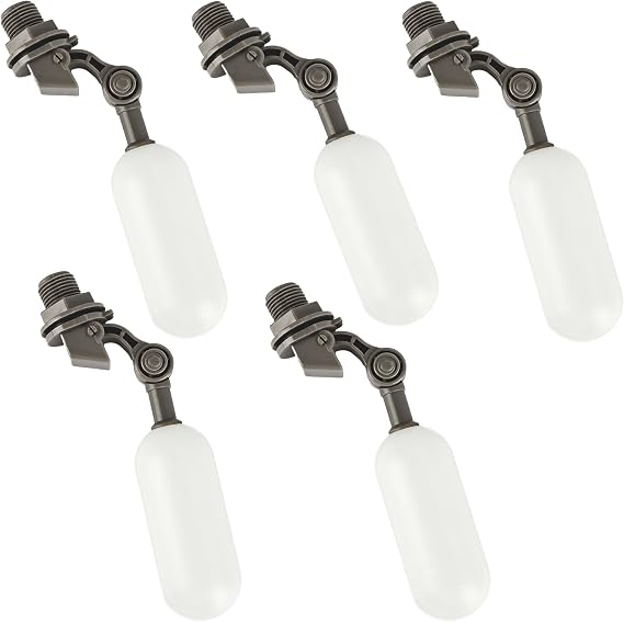 5 pcs 1/2 Inch Float Ball Valve Plastic Water Filter Float Valve with Adjustable Arm for Water Level Fill Control Livestock Water Troughs Aquarium Aquaculture Ponds Pool Hydroponics