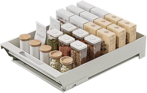 Pull Out Cabinet Organizer.Under Sink Storage Drawer.Slide Out Pantry Storage Basket.Load Bearing 66 Pounds For Cupboard Pantry Bathroom,White9.84X11.81X3.14In