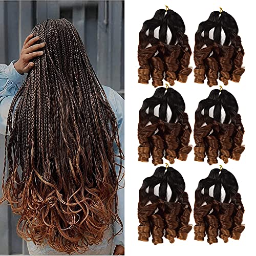 6 Pcs French Curly Braiding Hair 22inch Loose Wave Braids Hair With Curly Ends Bouncy Crochet Braids Curly Hair for Black Women 1B3330