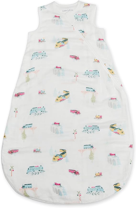 Loulou Lollipop Wearable Baby Sleep Bag 0.5 TOG Muslin, 2-Way Zipper, Lightweight & Breathable, Spring & Summer Sleep Sack for Infant & Toddler, All Aboard 18-36 Months