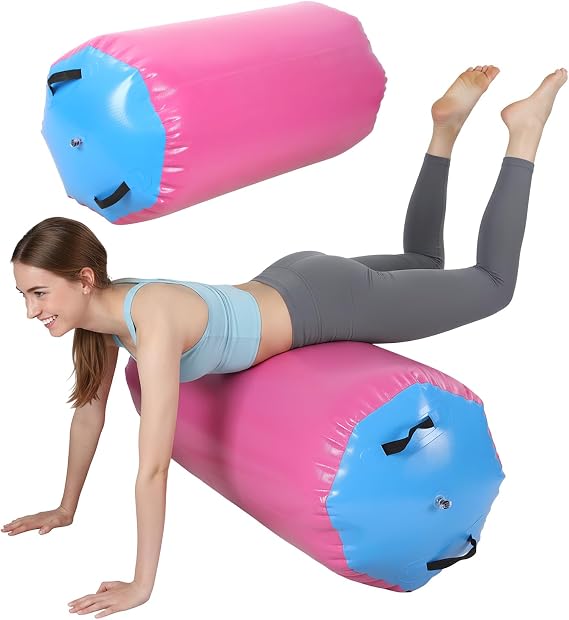 Air Roller Gymnastics Barrel, Inflatable Tumbling Roller Air Mat with Air Pump, Back Handspring Training Air Tumbler Octagon Barrel for Home Use, Gym Training, Yoga Balance Exercise, Cheerleading