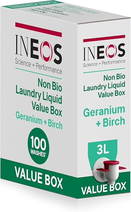 INEOS Non Bio Washing Liquid Detergent Value Box, Geranium & Birch 3L