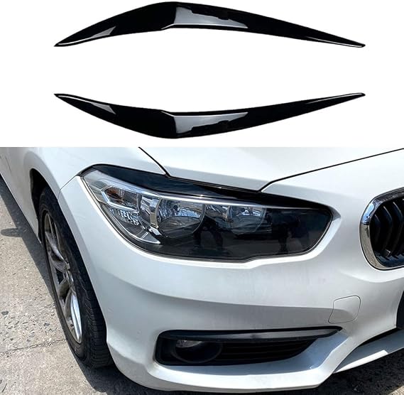 Gloss Black ABS Headlight Cover Eyelid Eyebrow for BMW F20 F21 1-Series 116i 118i 120i 125i 128i Hatchback 2015-2019, Direct Replacement for M-Sport Bumper