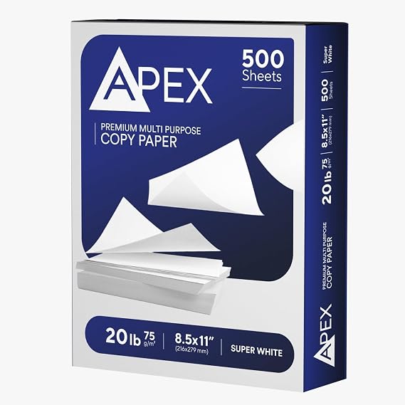 Copy Paper, Printer Paper, Multipurpose, Printer Paper 8.5 x 11 White, 92 Bright, White Paper, Office Supplies, 500 Sheets 20lb Per Ream (1 Reams 500 Sheets)
