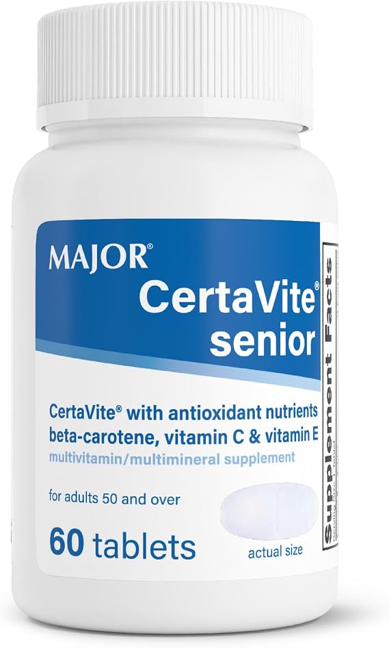 MAJOR CertaVite Senior Multivitamin with Antioxidants Multivitamin for Women and Men with Beta-Carotene, Iron, Vitamin C & E Supports Immunity, Energy & Vision 60 Tablets
