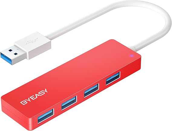 USB Hub, BYEASY 4 Port USB 3.0 Hub, Ultra Slim Portable Data Hub Applicable for iMac Pro, MacBook Air, Mac mini/Pro, Surface Pro, Notebook PC, Laptop, USB Flash Drives, Tesla Model 3 and Mobile HDD