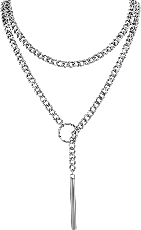 Lariat Chunky Chain Y Necklace, Gothic Emo Punk Grunge Necklace