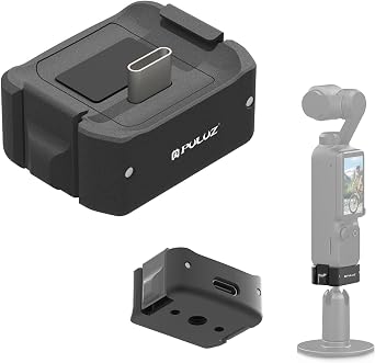 PULUZ Charging Adapter Base for DJI OSMO Pocket 3,USB-C/Type-C Aluminum Alloy Stabilizer Base Bracket,1/4 Threaded Hole and Connector on The Bottom for Mounting to Tripods, Selfie Sticks