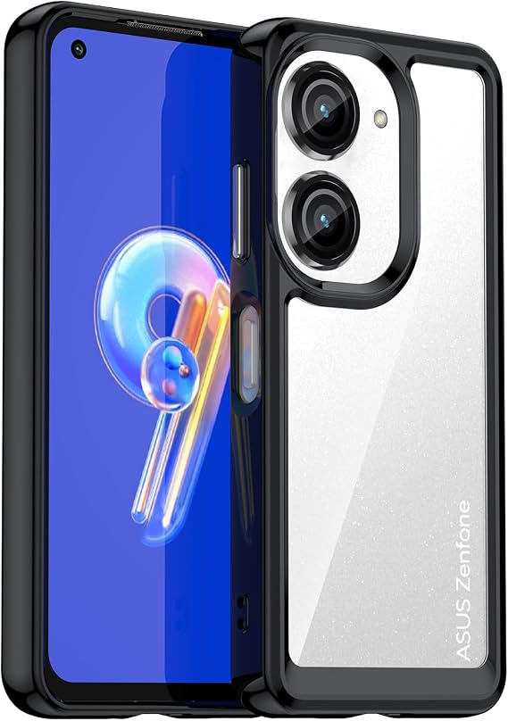 Case for ASUS Zenfone 9,ASUS Zenfone 10 Case,Transparent TPU+PC Acrylic Protective Military Grade Armor Heavy Duty Protection Phone Case for ASUS Zenfone 10/Zenfone 9 (Black)