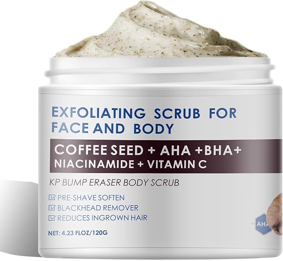 Coffee Face Scrub Exfoliator, Gentle Facial Scrub Exfoliator with AHA, BHA, Malic, Blackhead Remover & Body Smoothing, 4.23 fl.oz/120g