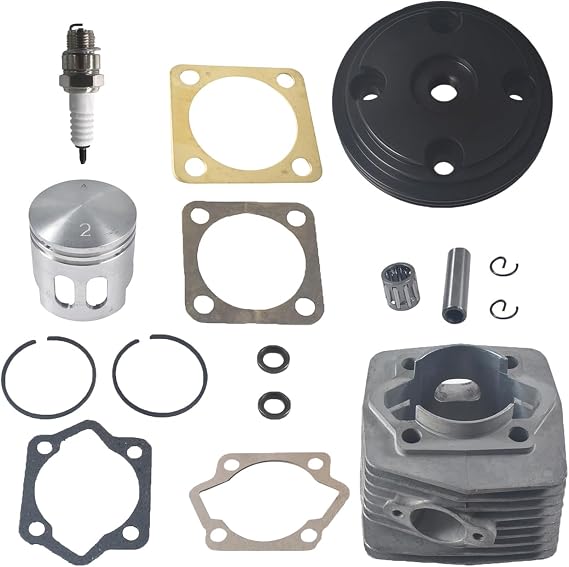 50mm Cylinder Head CNC Cylinder Head Cover Piston Set For 100cc 2 Stroke Engine Motorized Bicycle Bike Motor (Black)