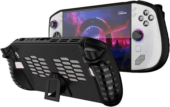 Protective Case for Lenovo Legion Go S 8" 2025 Mobile Gaming Console,Legion Go S TPU Soft Cover Back Shell Accessories with Ergonomic Grip & Kickstand(Black)