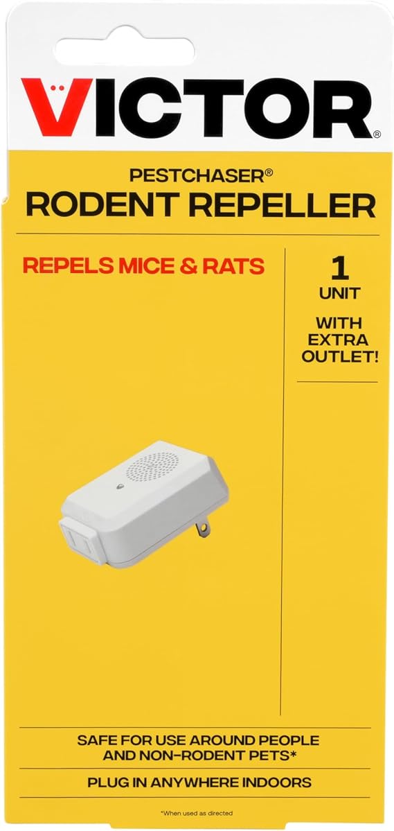 Victor M751PS PestChaser Rodent Repellent with Nightlight & Extra Outlet - Rodent Repellent Indoor Ultrasonic - Rodent Repeller - Mouse Deterrent Plug in - Mouse Plug in Repellent for House