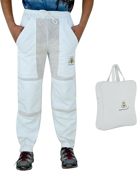 BeeProGear Sting-Proof Beekeeping Pants for Men & Women, Ventilated 3-Layer Mesh Pants with Tool Pockets & Carry Bag