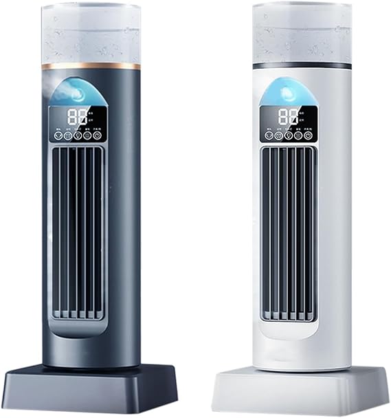 Cooling Fan Cold Air - Portable Quiet, Bladeless Evaporative Cooler, Speed Adjustable, Integrated Humidifier, Timer and Remote Function | Cooling Fan for Home Office, Dorm, Bedroom, Indoor Camping | 冷風扇 パーソナルコンディショナー 寝室 リビング オフィス 寮 室内 ガレージ キャンプ 書斎 脱衣所 ベランダ用