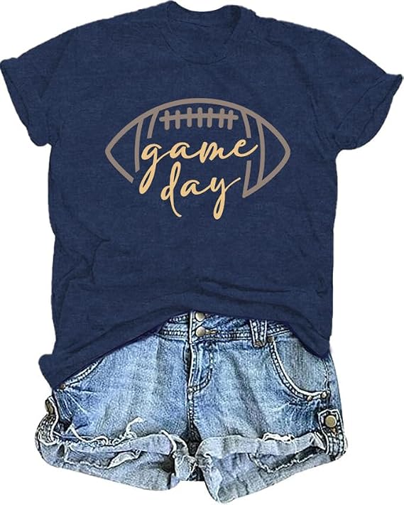 Game Day Football Shirts Women Cute Football Season Tshirt Funny Sunday Rugby Tee Tops