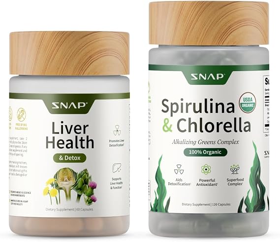 Snap Supplements Liver Health + Organic Spirulina and Chlorella Bundle