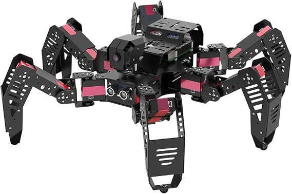 HIWONDER SpiderPi AI Visual Hexapod Robot for RaspberryPi 5 Python Programming PC APP Wireless Control Smart Robot Target Color Sorting Tracking Recognition STEM Robotic Kit, Advanced Kit & RPi 5 4GB
