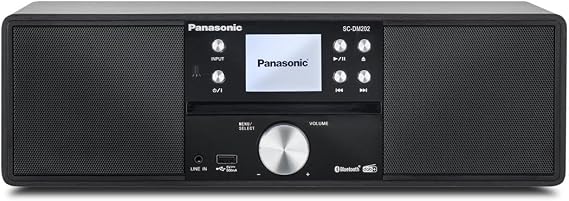 Panasonic SC-DM202EG-K Micro HiFi Compact Stereo System with FM / DAB+ Radio, 24W Output Power, CD/MP3 Player, USB, Bluetooth, Large 2.4" Display, Black