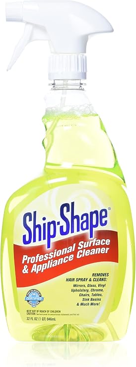 Ship-Shape Barbicide Professional Surface & Appliance Cleaner Removes Hairspray Residue from Flat Irons, Mirrors & Salon Furniture Streak-Free, Phosphate-Free Spray - 32 Fl Oz